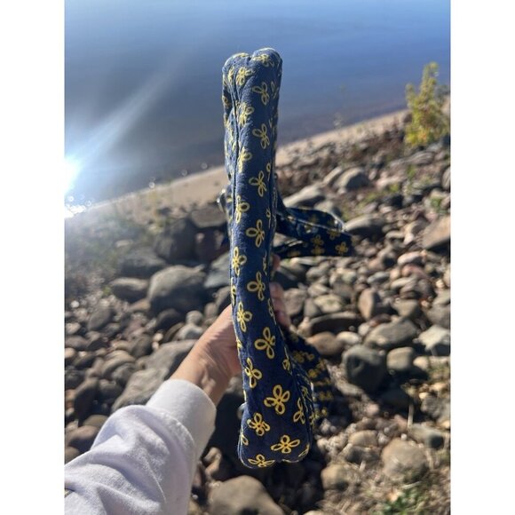 Vera Bradley yellow blue floral Michigan Wolverines triple zip crossbody bag - Picture 7 of 14